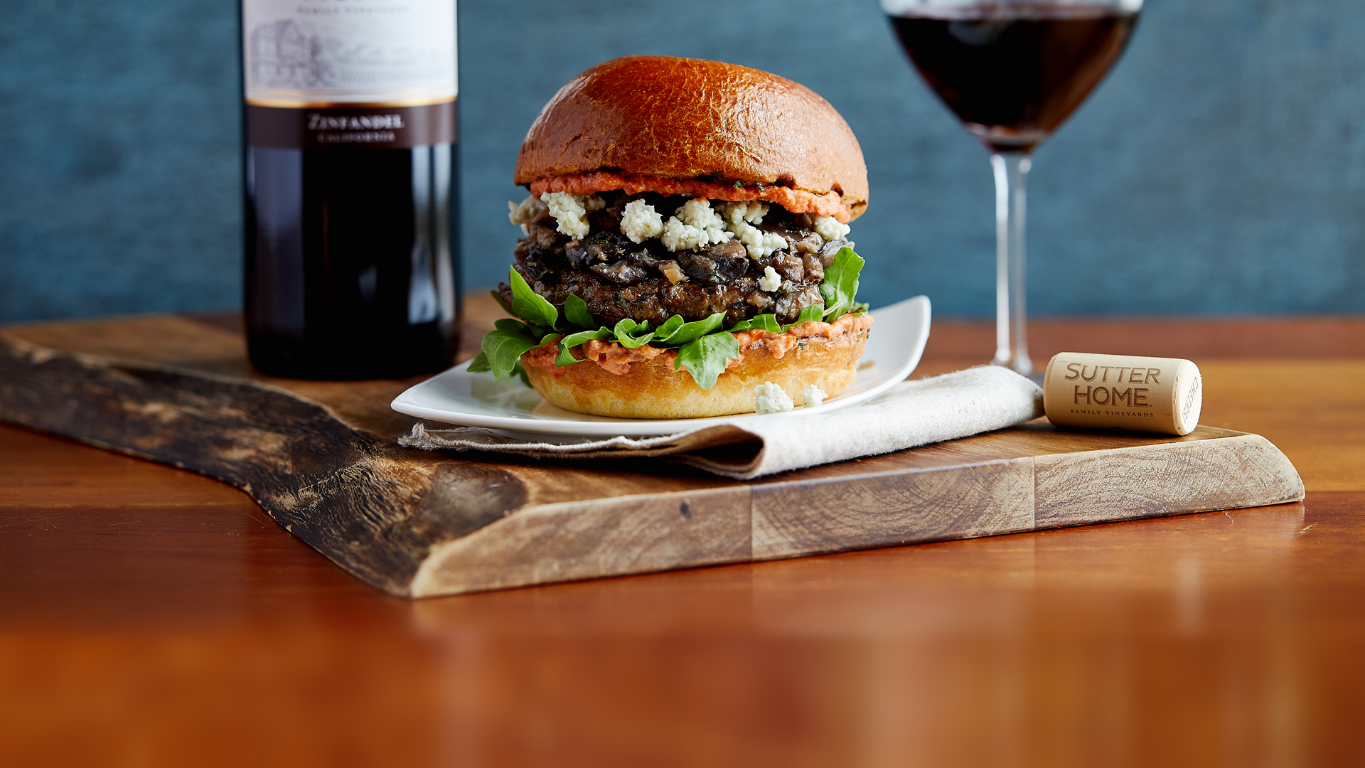 Mushroom and Fennel Ragout Burger with Tomato Rouille