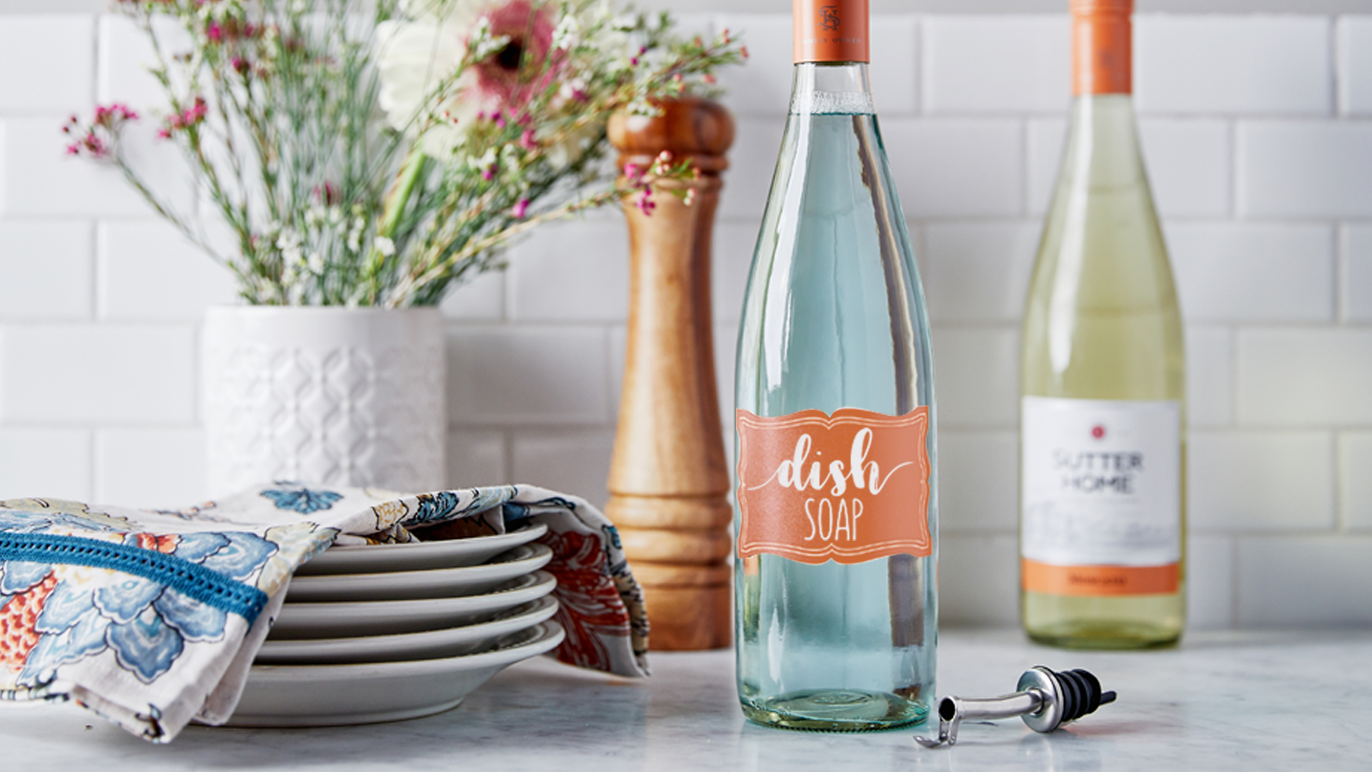 These DIY Wine Bottle Soap Dispensers Are Earth Friendly & Design Trendy