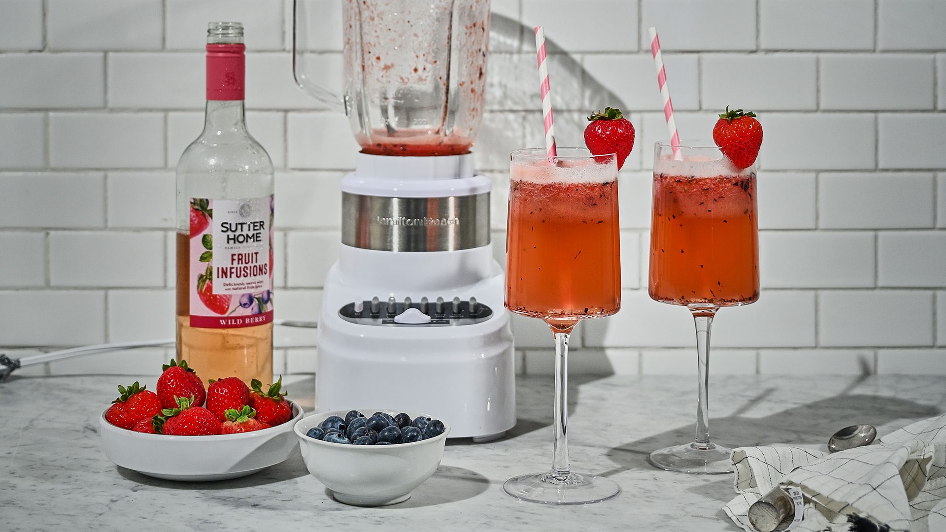 Bellinis Blended to be Wild. Made with Sutter Home Wild Berry Fruit Infusions