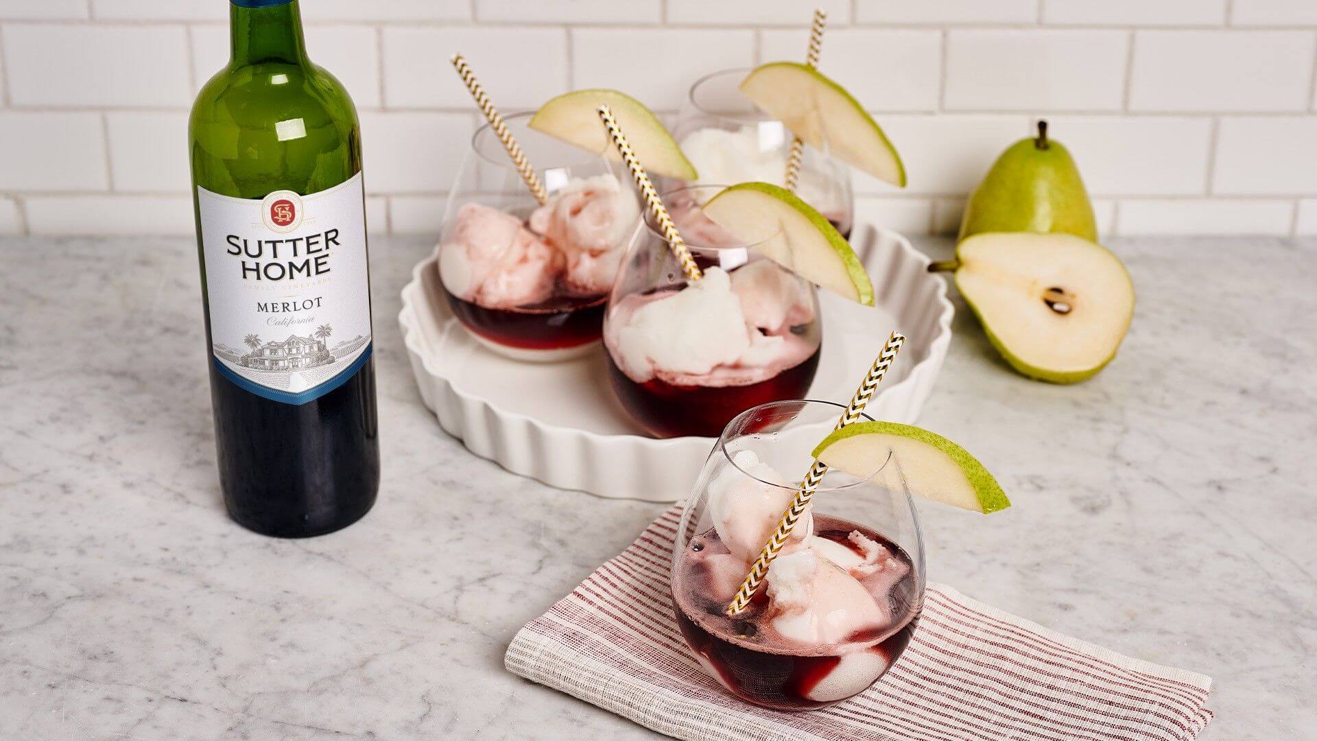Sutter Home Wine Merlot and Pear Sorbet Pour Over